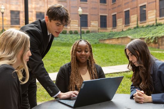 Student in SFHB Courtyard