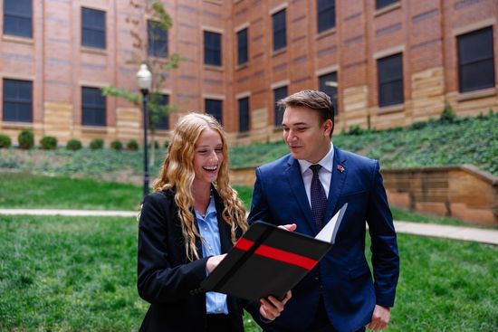 Student in SFHB courtyard