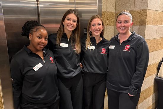 Students by elevator SFHB